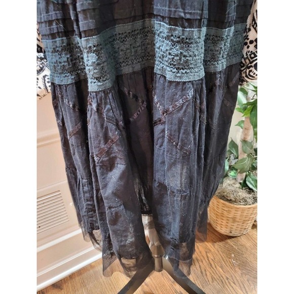 Upcycled Refashioned, Black ComfortWear Dress, Lace, Urban Boho, 42" Bust XL - Picture 4 of 11